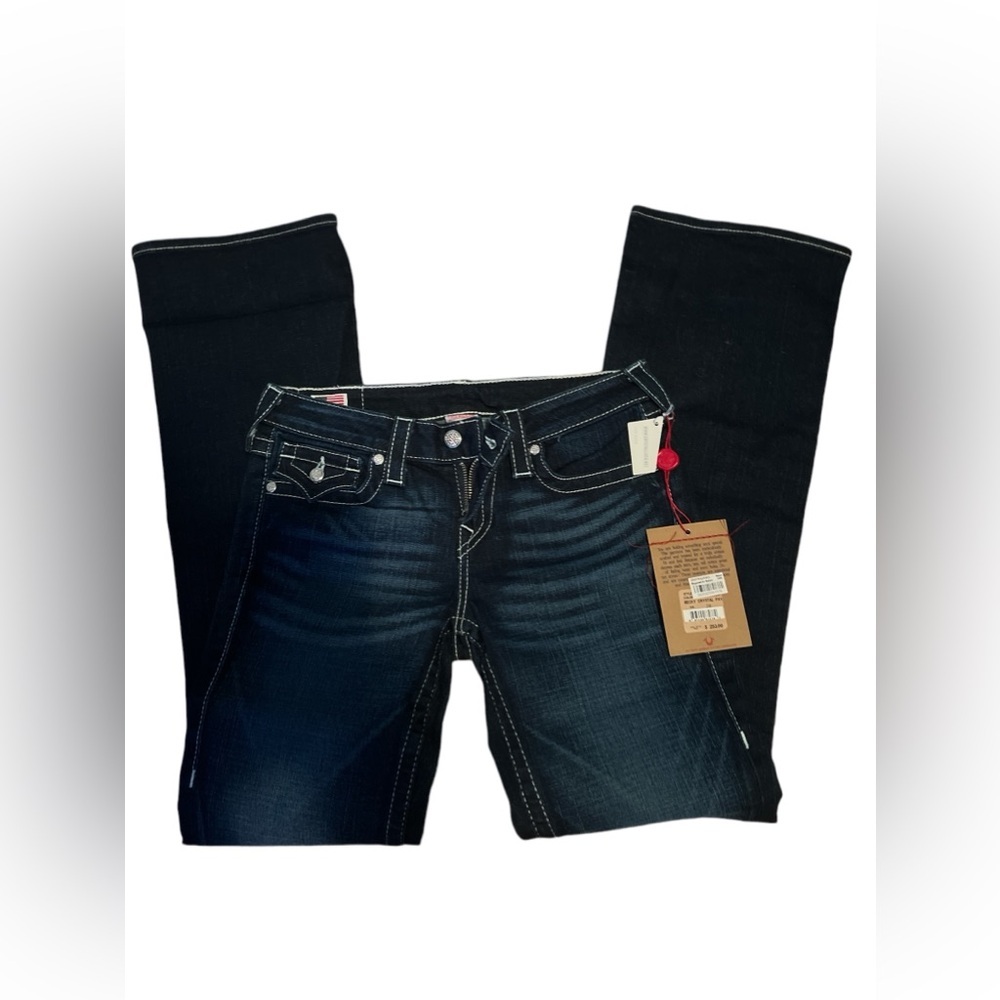 True Religion Jeans, Bnwt Dark Denim W Crystal Buttons, Sz 28
